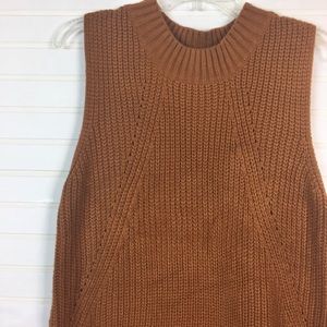Pink Rose Brown Sleeveless Tunic Knit Sweater sz L